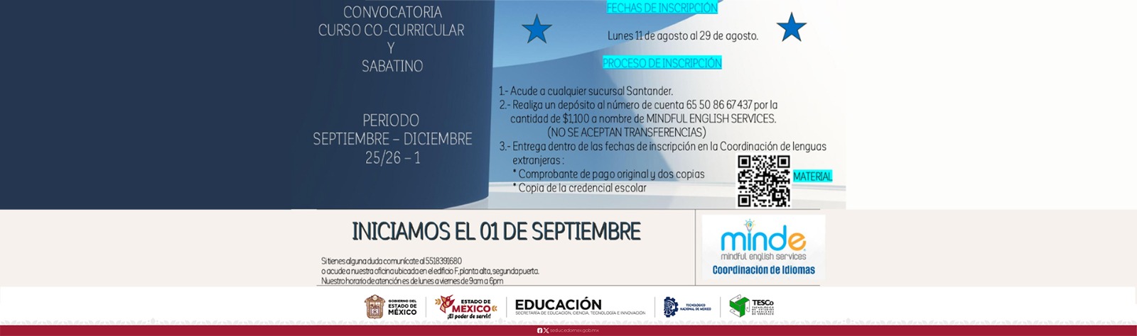 Convocatoria de Ingles para el Semestre 2025-2026/1